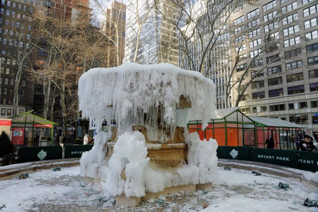 Fuente helada en Nueva York
