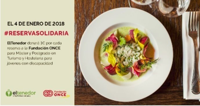 'Eltenedor' Donará Un Euro A Fundación ONCE Por Cada Reserva Realizada Para Este