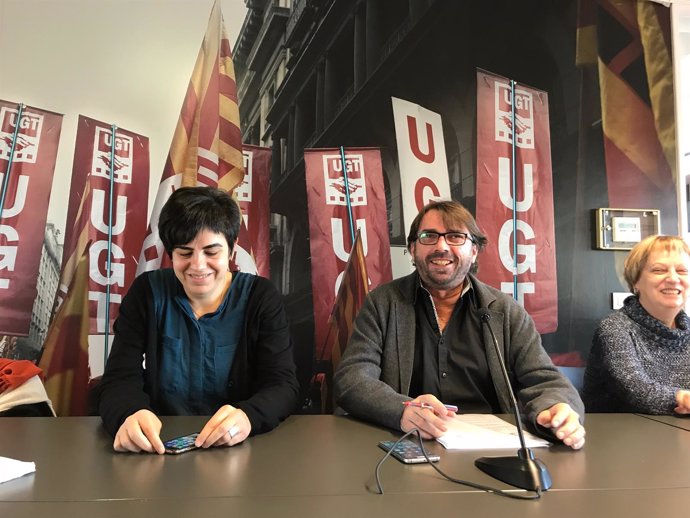 Laura Pelay y Camil Ros (UGT de Catalunya)