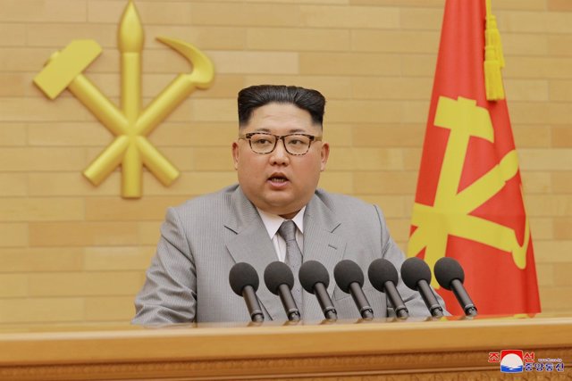 Kim Jong Un, líder de Corea del Norte, pronunciando su discurso de Año Nuevo