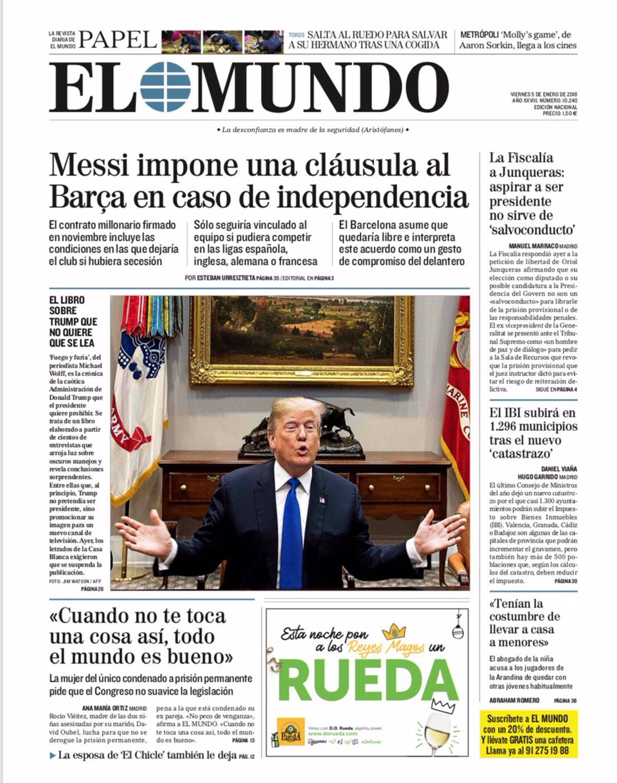 Las portadas de los periódicos de hoy, viernes 5 de enero Foto Foto