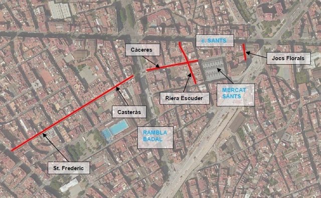 Conversió a plataforma única de cinc carrers del districte Sants-Montjuïc