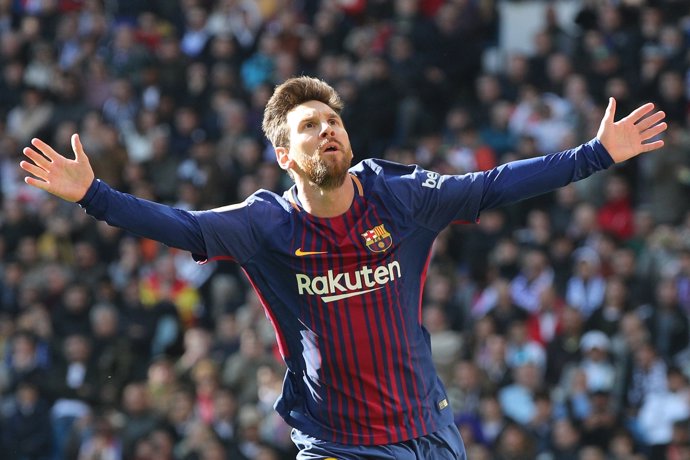 Messi celebra un gol en el Bernabéu