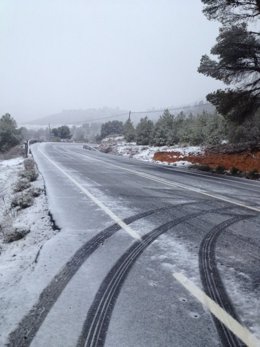 Nieve en la carretera