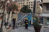 Se desploma un andamio de obra en el centro de Alicante sin causar víctimas