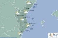 Lluvias débiles en la mitad sur de la Comunitat y vientos de hasta 80 km/h en el interior
