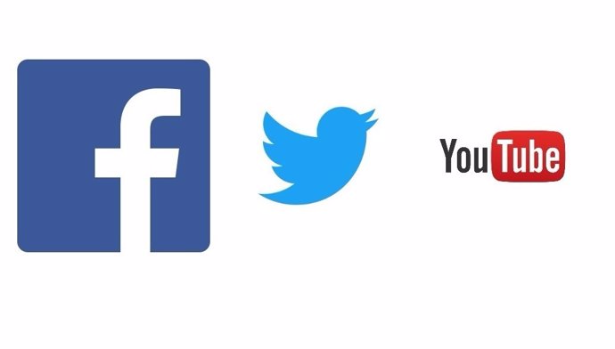 Logos de Facebook, Twitter y YouTube