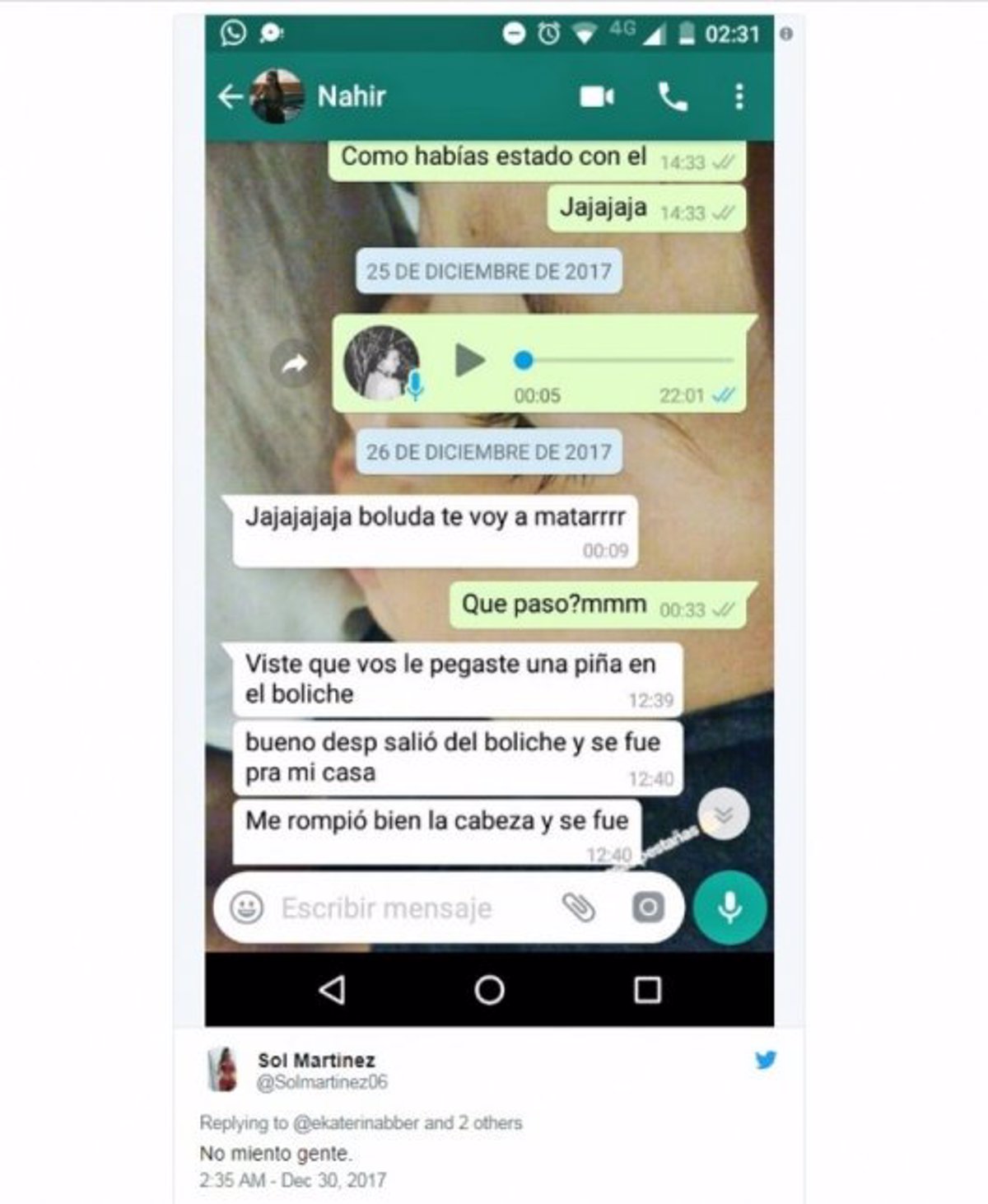 Chats del novio de Nahir Galarza revelan que ésta le pegó una paliza