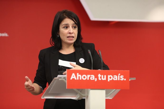 Roda de premsa d'Adriana Lastra a la seu del PSOE