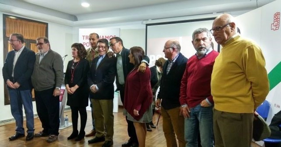 Ignacio Caraballo, y José Rodríguez de la Borbolla en un acto en Aracena