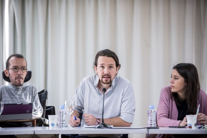 Pablo Iglesias, Irene Montero i Pablo Echenique en el Consell de Podemos