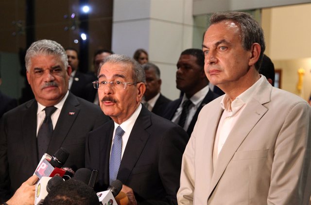 Miguel Vargas, Danilo Medina y José Luis Rodríguez Zapatero