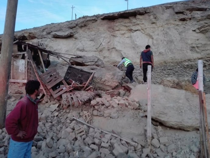 Zona afectada por el terremoto en el sur de Perú