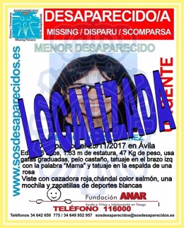La Policía informa de que la menor desaparecida en Ávila ha sido localizada