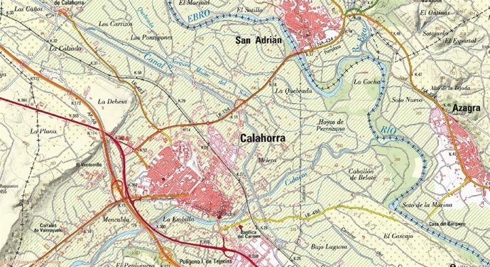 Mapa LR-134 entre Calahorra y Navarra donde se va a actuar