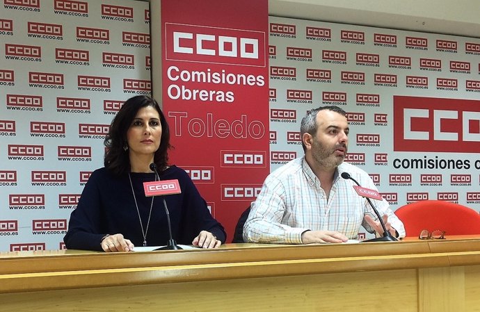 Dirigentes de CCOO en rueda de prensa