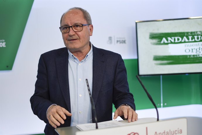 El secretario de Organización del PSOE-A, Juan Cornejo, en rueda de prensa