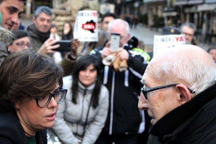 La vicepresidenta del Gobierno, con el portavoz de Soria Ya!