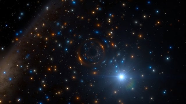 Impresión artística del sistema binario con agujero negro en NGC 3201