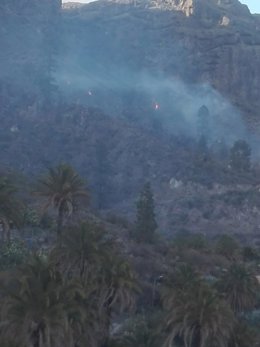 Fuego producido en Piedra Camello, entre las presas de Soria y Las Niñas
