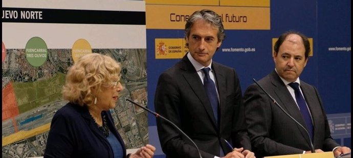 Carmena, Íñigo de la Serna y el presidente de DCN, Antonio Béjar