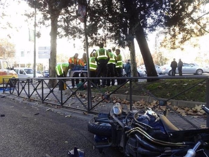 Accidente de moto en la Castellana.