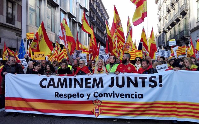 Manifestación en Barcelona el día de la Constitución 2017