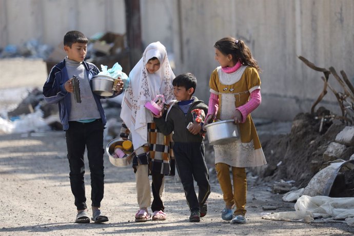 Niños iraquíes en Mosul