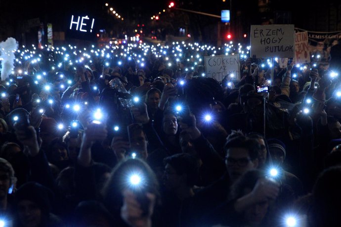 Manifestación contra el Gobierno húngaro en Budapest