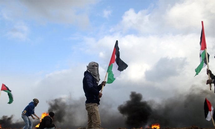 Protesta palestina en la Franja de Gaza