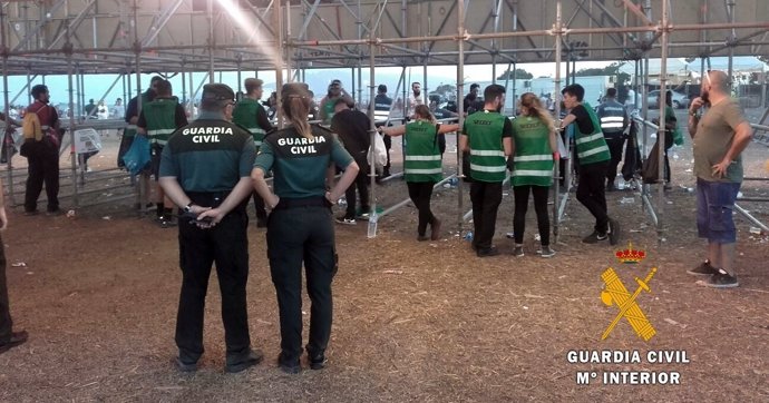 Dispositivo de la Guardia Civil en el Festival Dreambeach 2017, en Villaricos