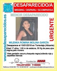 Buscan a una chica de 17 años desaparecida desde el 10 de enero en Torrevieja