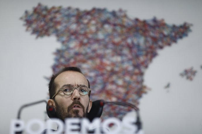 Roda de premsa de Pablo Echenique a la seu de Podemos
