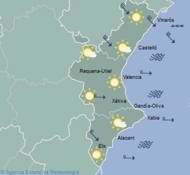 Predicción meteorológica para este domingo en la Comunitat Valenciana