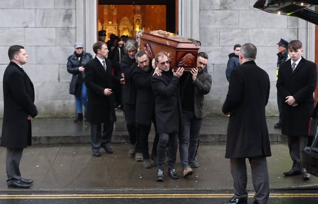 The coffin of Cranberries singer Dolores O'Riordan is removed from St Joseph's C