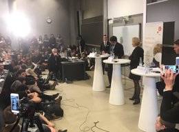 Puigdemont en la conferencia en la Universidad de Copenhaguen
