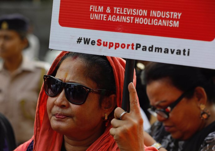 Protesta a favor del estreno de la película 'Padmavati' en India