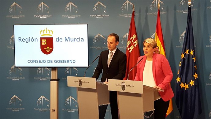 La portavoz del Gobierno murciano, Noelia Arroyo, en la rueda de prensa