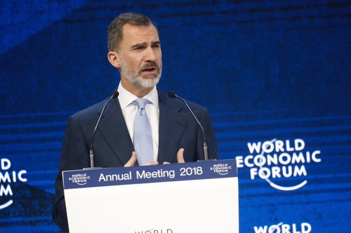 El Rey Felipe VI interviene en el Foro de Davos