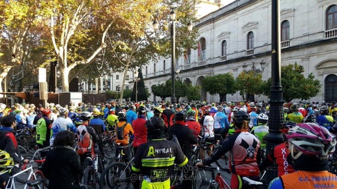 Ciclistas concentrados para protestar por el atropello mortal de un ciclista