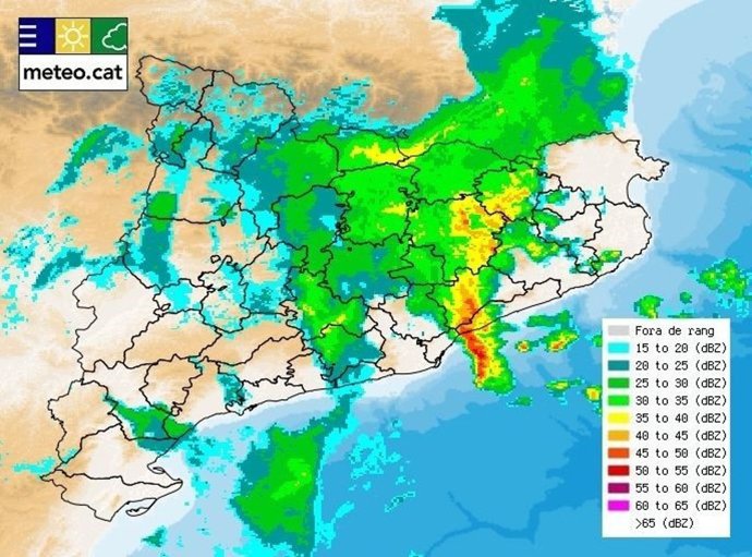 Mapa de precipitaciones del Servei Meteorològic de Catalunya