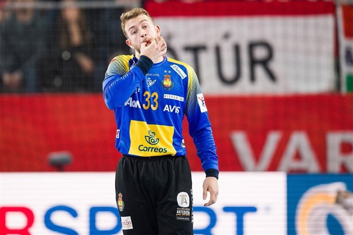 Gonzalo Pérez De Vargas durant el Campionat Europeu d'Handbol a Croàcia