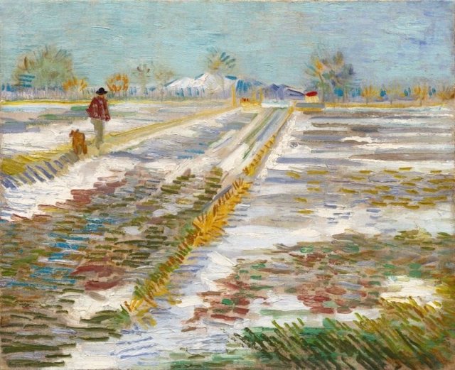Paisaje con nieve de Van Gogh
