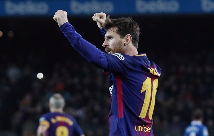 Lionel Messi tras marcar al Espanyol