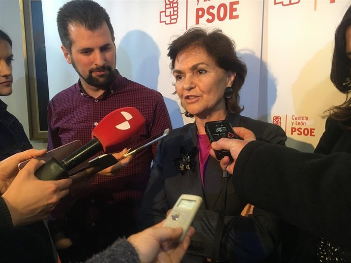 Burgos.- Luis Tudanca y Carmen Calvo atienden a los medios