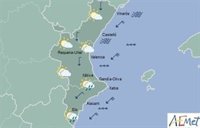 Aviso amarillo por lluvias en Valencia y Alicante