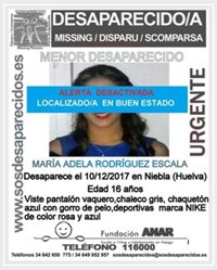 La familia de la menor de Niebla ya localizada confirma que se encuentra en buen estado