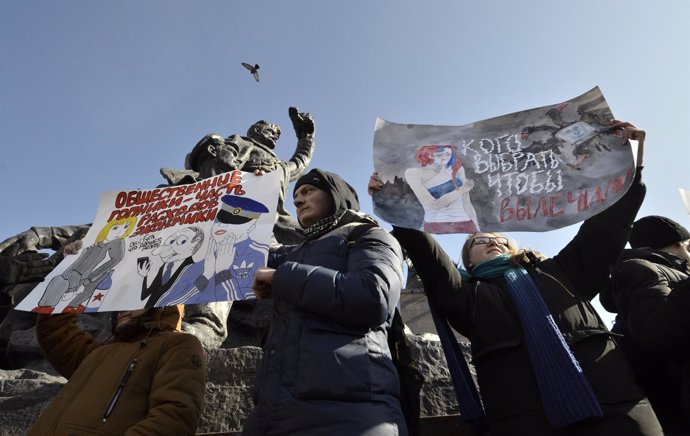 Manifestación en Vladivostok por Alexei Navalni