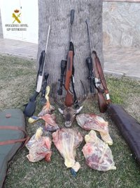 La Guardia Civil interviene en Cádiz un gamo despiezado y tres armas largas de caza