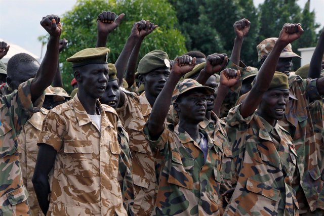 Soldados de Sudán del Sur durante el aniversario del SPLA